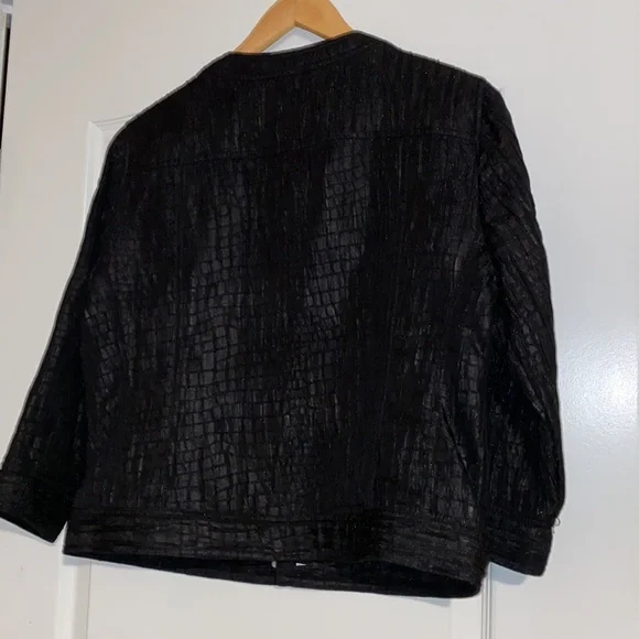 Gorgeous Ruby Rd short black textured 3/4 sleeve jacket (10) EUC! - Picture 4 of 16